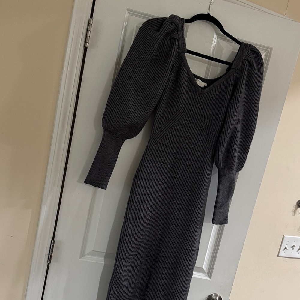 Astr Charcoal Long Sleeve Dress